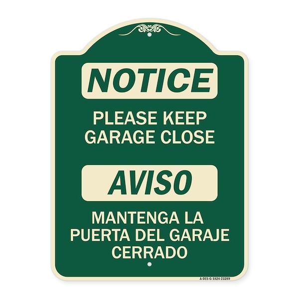 Signmission Please Keep Garage Closed Mantenga La Puerta Del Garaje Cerrado Alum Sign, 24" x 18", G-1824-23289 A-DES-G-1824-23289 - main